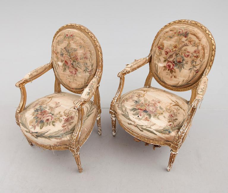 KARMSTOLAR, 1 par, Louis XVI, 1800-talets andra hälft.