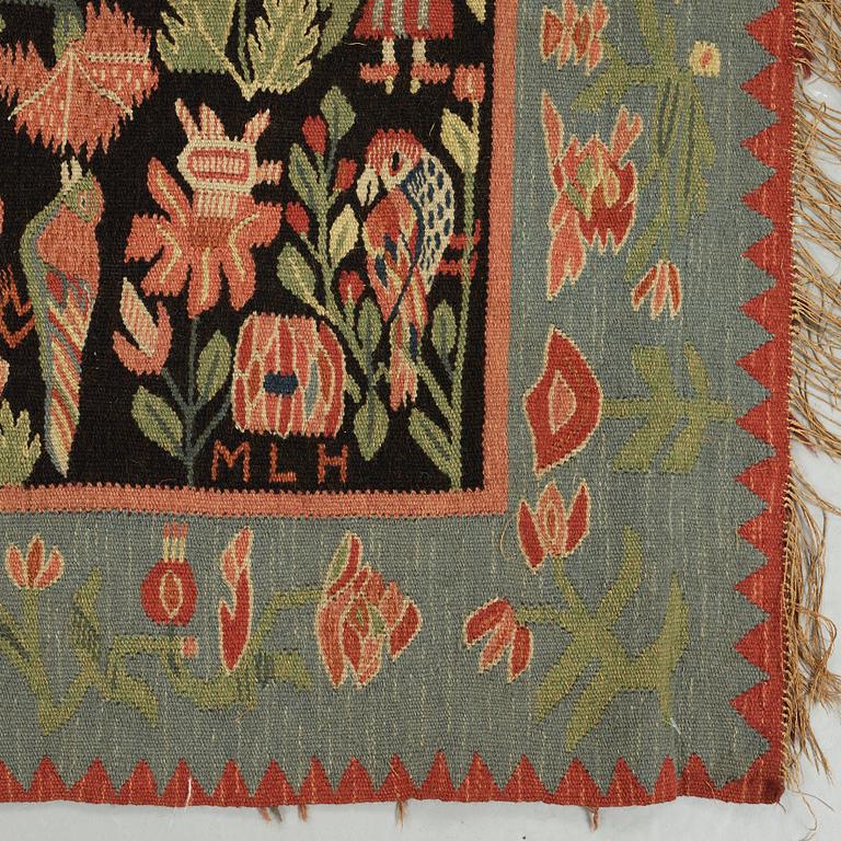 A BEDCOVER/A TAPESTRY, tapestry weave, ca 195,5 x 141,5 cm, Scania, Sweden, signed MLH 1927,