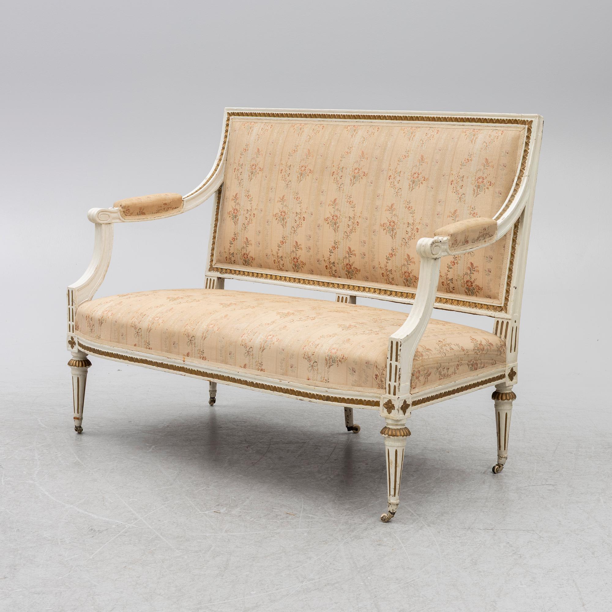 Sofa, by Johan Hammarström (master in Stockholm 1794-1812), Late Gustavian, circa 1800.