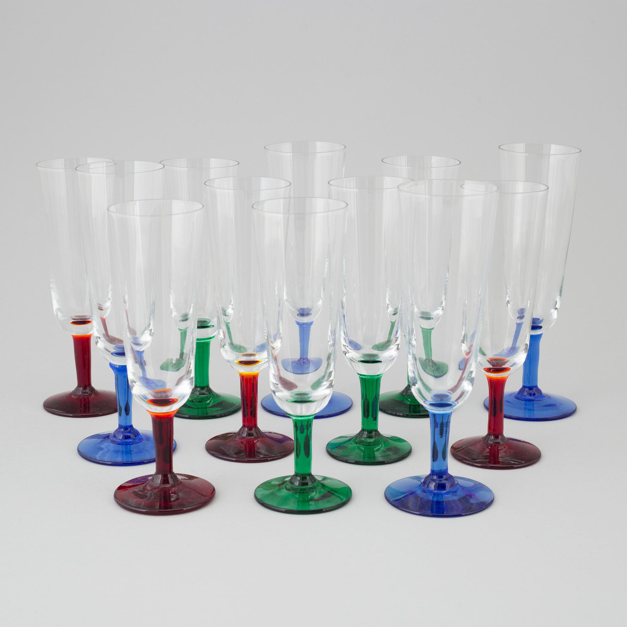 MONICA BRATT, champagneglas, 12 stycken, glas, "B6", Reijmyre, 1900-talets andra hälft.