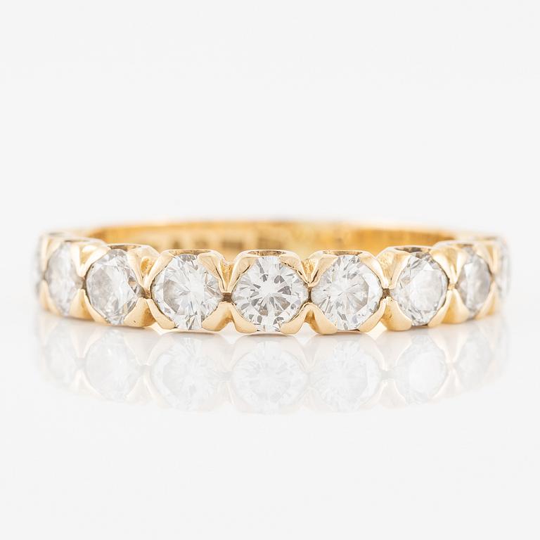 Alliance ring, half alliance, 18K gold with diamonds.