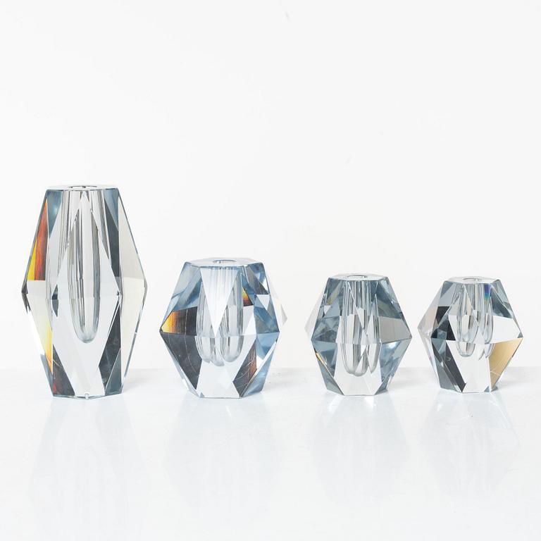 Asta Strömberg, a set of four 'Diamant' vases, Strömbergshyttan.
