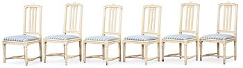 572. A set of five Gustavian late 18th Century chairs. Comprising one copy.