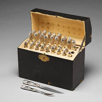 218. A Swedish 18th century 36 piece table cutlery, mark of Carl Gideon Renander, Stockholm 1792.