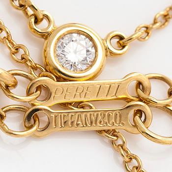 Tiffany & Co, Elsa Peretti, halsband, "Diamonds by the Yard", 18K guld med en briljantslipad diamant.