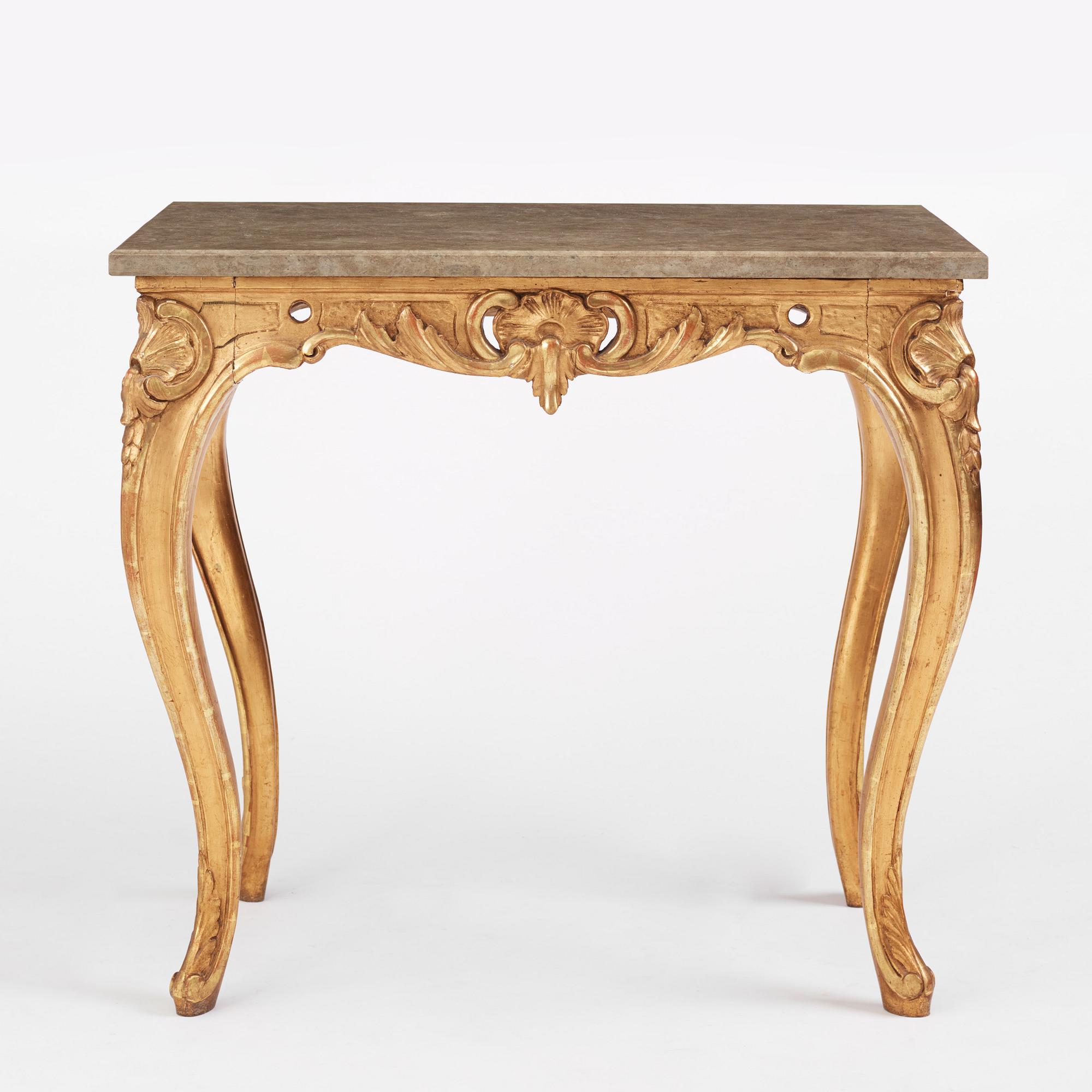 A Swedish rococo-style giltwood table, Stockholm, 19th century.