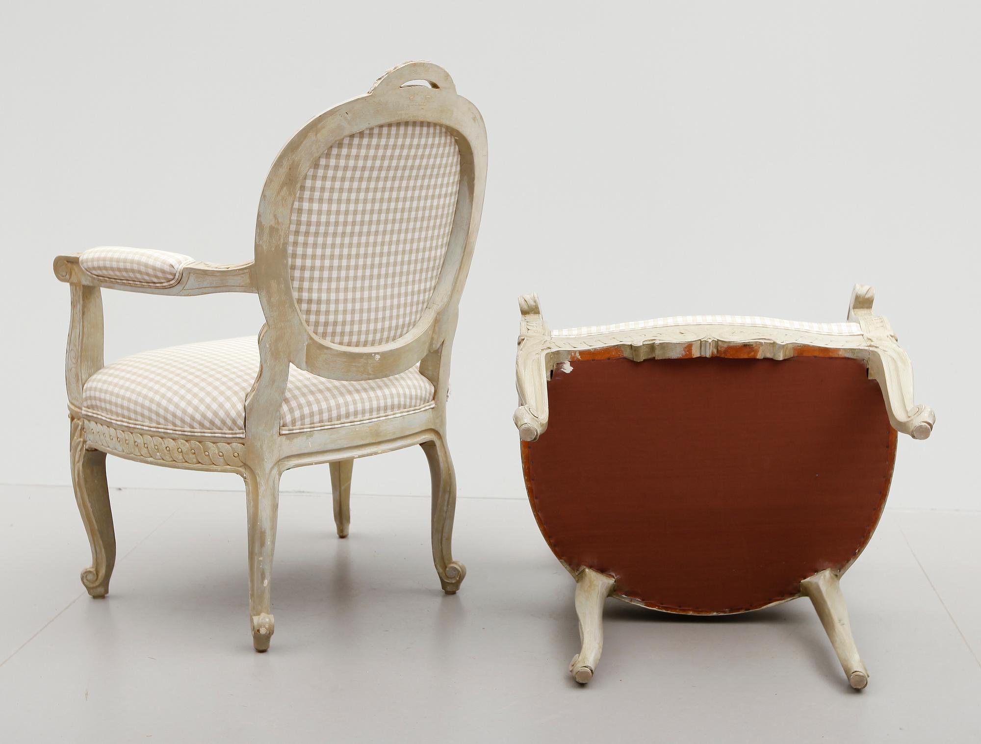 KARMSTOLAR, 1 par, Louis XVI-stil, 1900-talets första hälft.