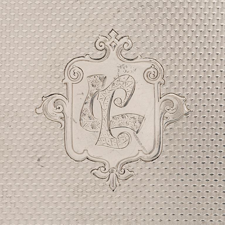 Henrik August Lång, tarjotin, Nichols & Plinke, Pietari 1838.