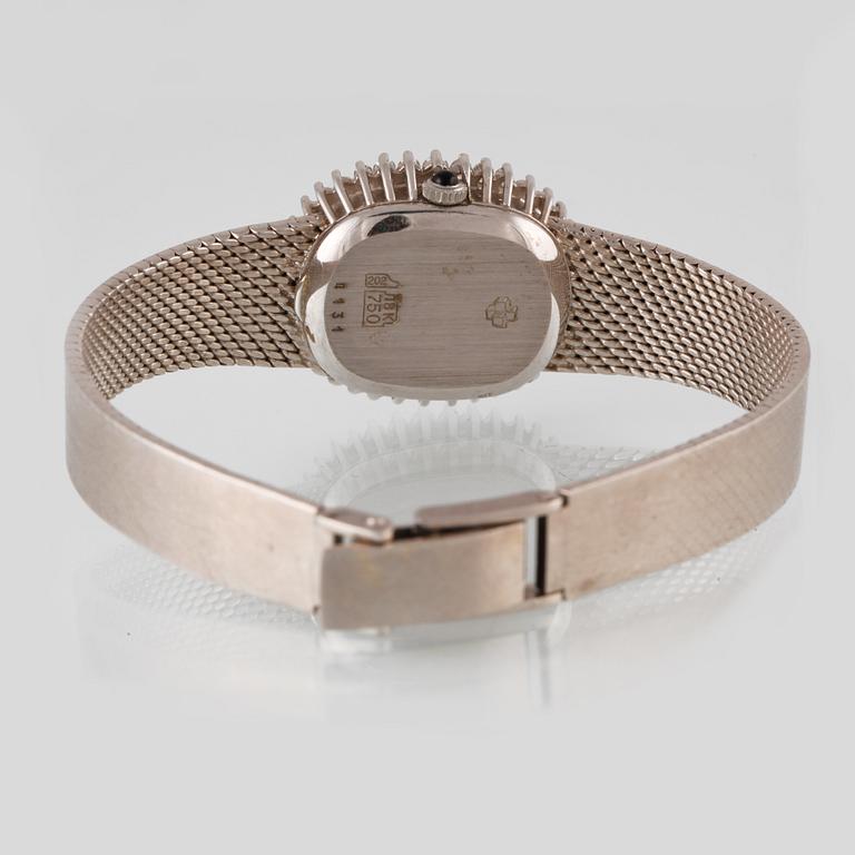 ARMBANDSUR, 18K vitguld med 14 briljantslipade diamanter ca 0.40 ct, Ciny. Vikt 52,5 gram.