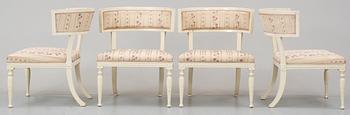 Four late Gustavian circa 1800 armchairs.