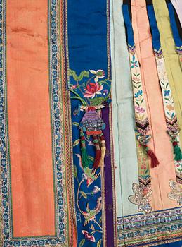 A Chinese skirt and a group of textiles, late Qing dynasty.