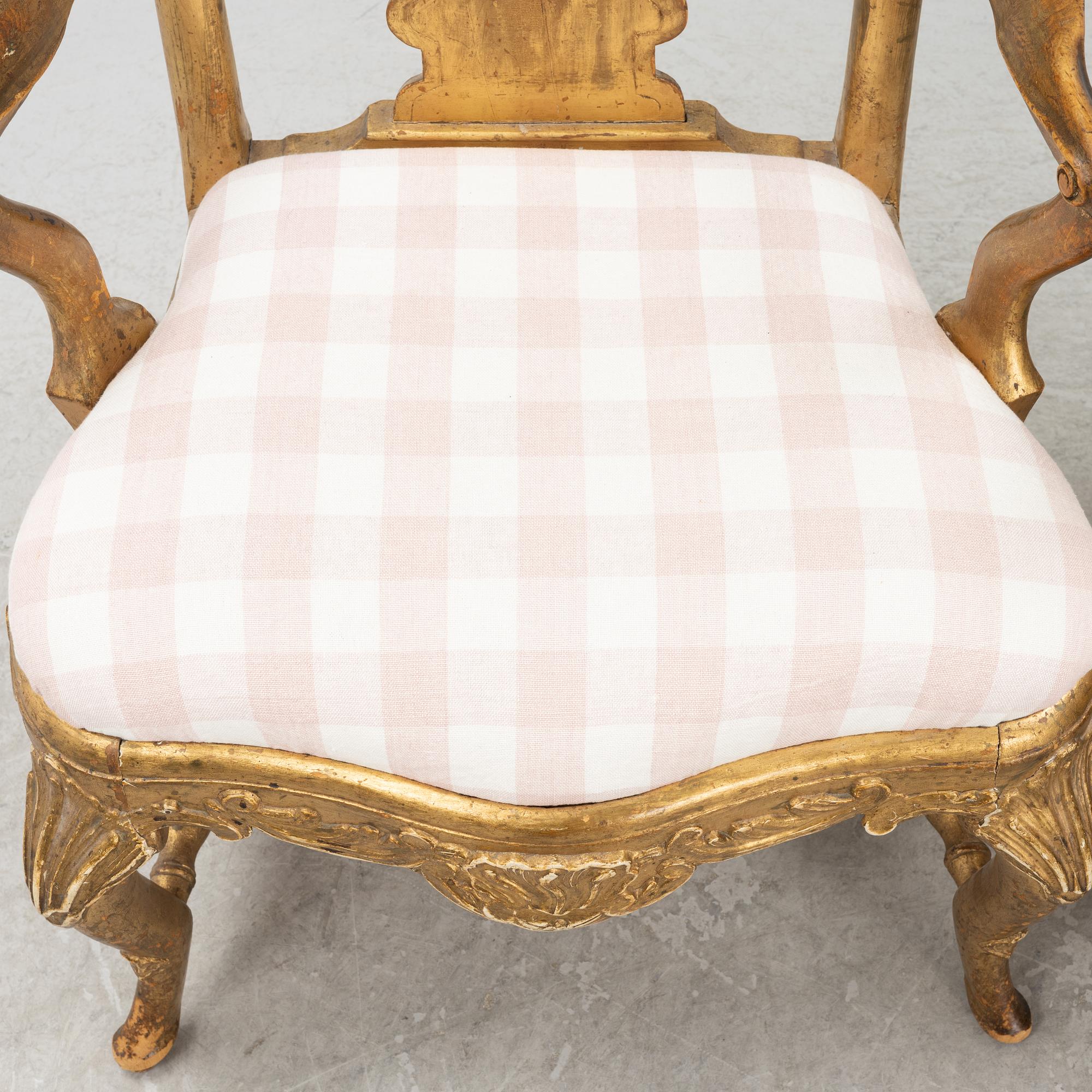 Two Rococo armchairs, 18th Century.