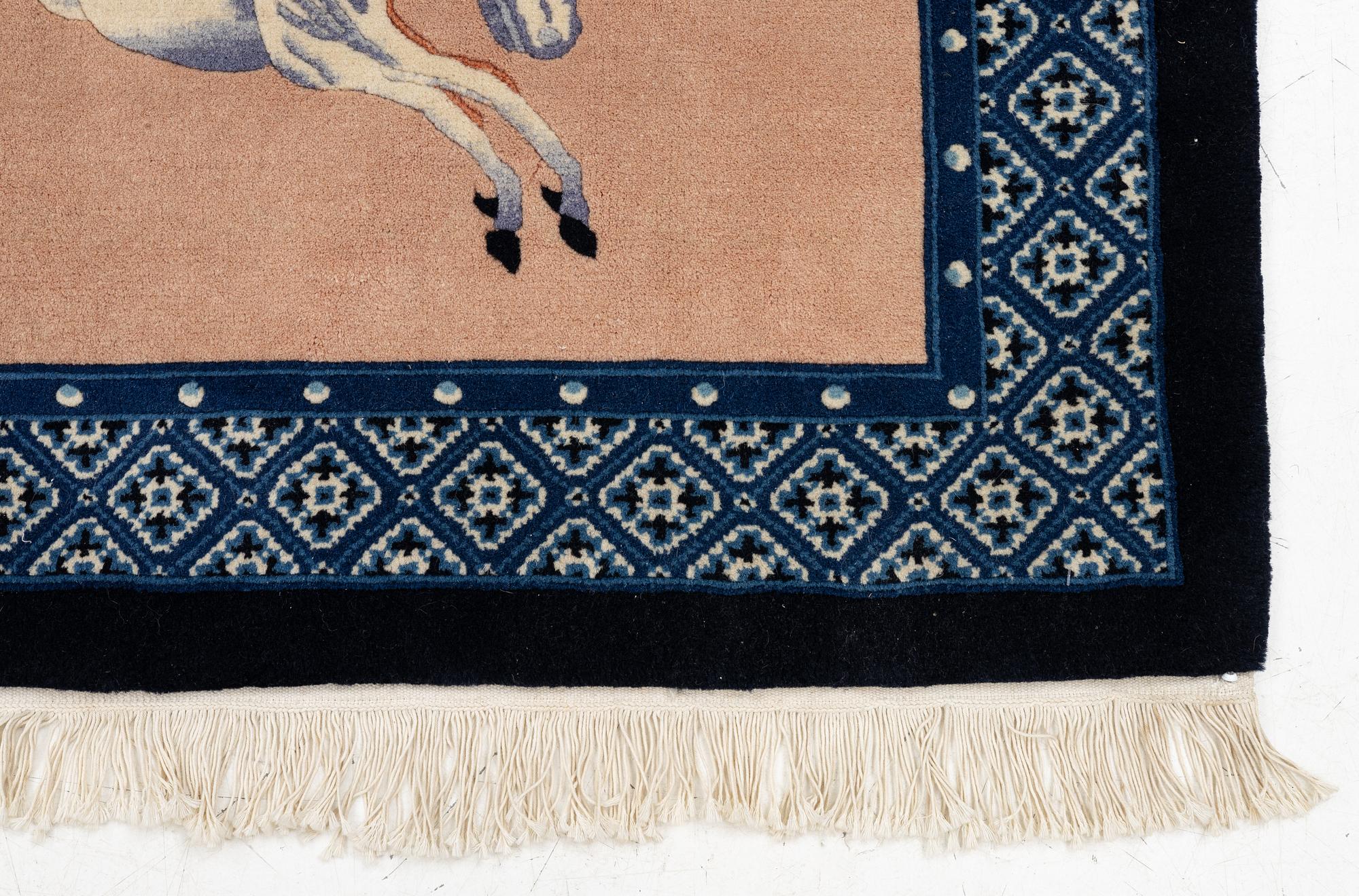 A pictorial chinese rug,  c. 153 x 78 cm.