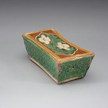 A sancai glazed pillow, presumably Liao dynasty (907-1125).