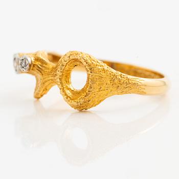 Björn Weckström, Ring in 18K gold set with octagon-cut diamonds, Finland 1976. For Lapponia.