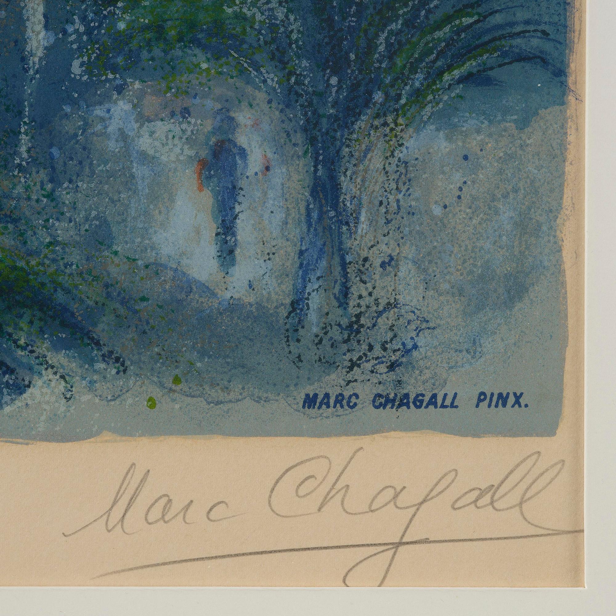 Marc Chagall, after, "Fiancés dans le ciel de Nice" from: Nice et la Côte d'Azur".