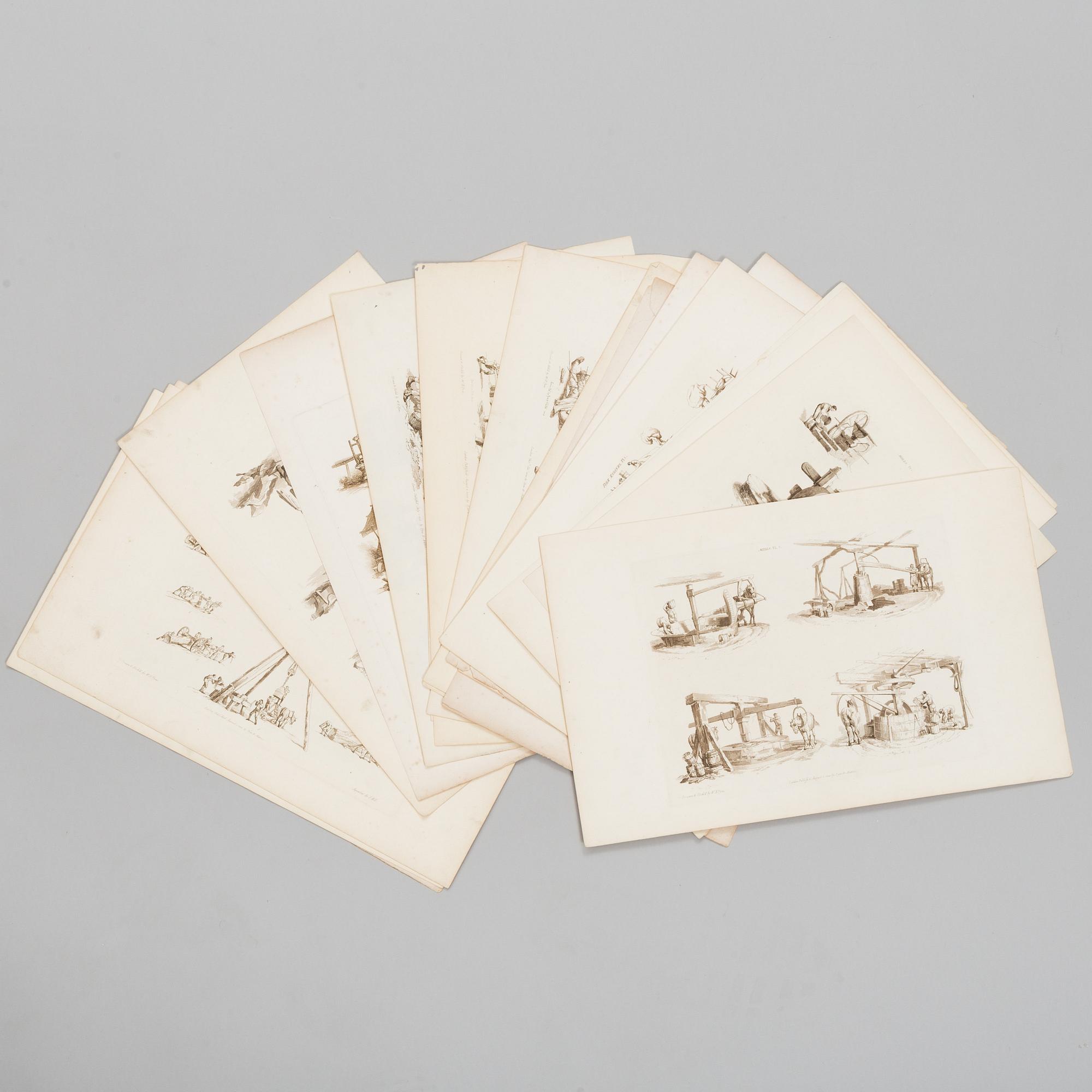 WILLIAM HENRY PYNE, after, 20 etchings, early 19th century.