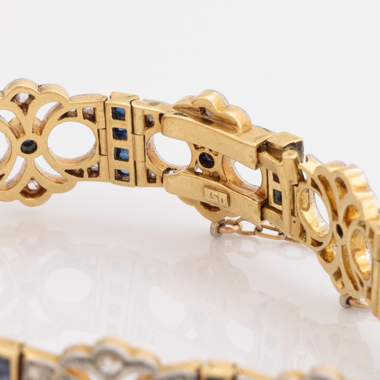 Art deco rose cut diamond and sapphire bracelet.