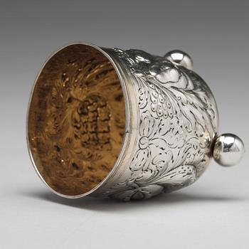 Georg Daniel Dürsch, bägare på kulfötter, silver, Nürnberg (verksam 1668-1721. Barock.