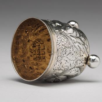 A German 17th century parcel-gilt silver beaker, mark of Georg Daniel Dürsch, Nürnberg (1668-1721).