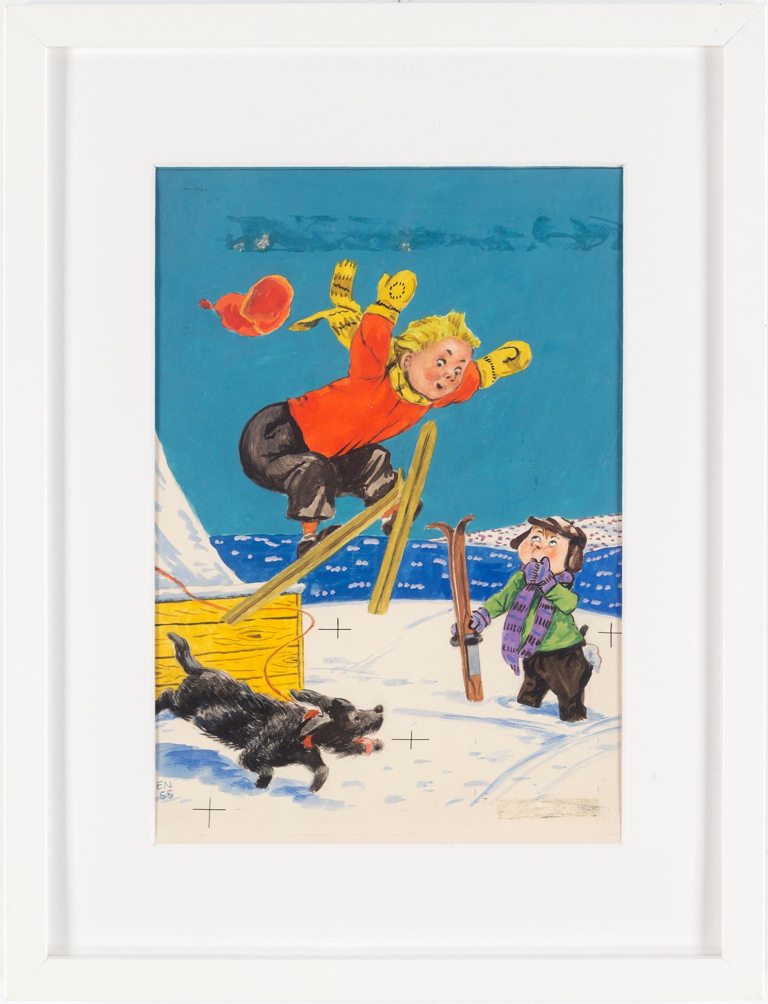 EINAR NORELIUS, two watercolor childrens book illustrations, one signed.