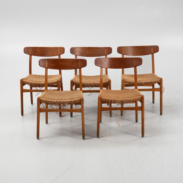 Hans J. Wegner, five 'Spisestolen/CH-23", Ljungströms Möbler, Mariestad, 1960's/70's.