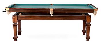 An early 20th cent english mahogny billiards table.