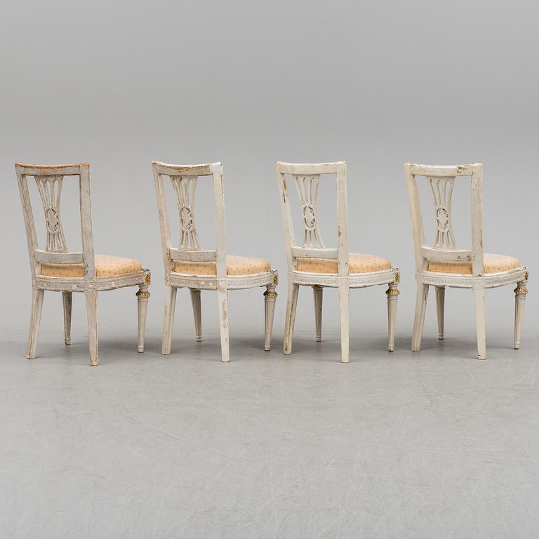 A set of four late Gustavian Lindome chairs from around year 1800.