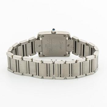 CARTIER TANK FRANCAISE steel and brilliant-cut diamonds approx 0,50 ct, Cartier case.