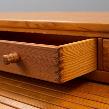 A pine roll top secretary desk by Andreas Hansen, Hadstens, end of the 20th Century.