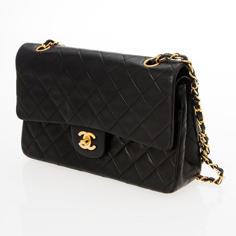 A Black Double Flap Bag.