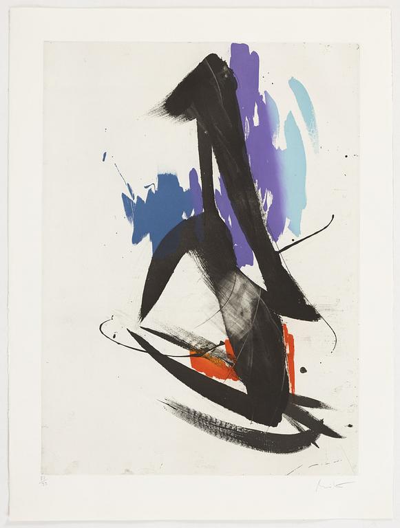 Jean Miotte, mapp med 4 färgetsningar, signerade 73/99. Omslaget är blandteknik och collage.