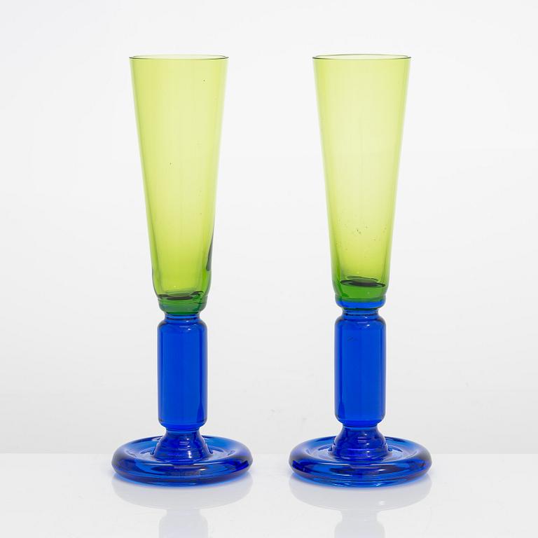 Nanny Still, two prototype 'Nocturno' goblets for Riihimäen Lasitehdas Oy. Designed 1975.