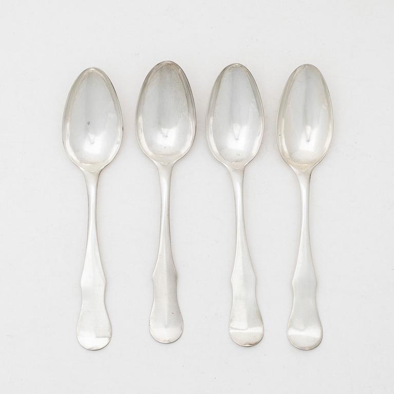 Johan Henrik Frodell, matskedar 4 st, silver, Stockholm 1801.