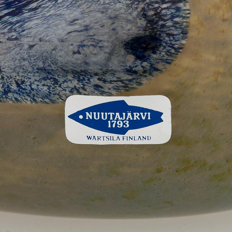 Oiva Toikka, glasfågel, signerad Oiva Toikka Nuutajärvi Notsjö Turun Sanomat 1986.