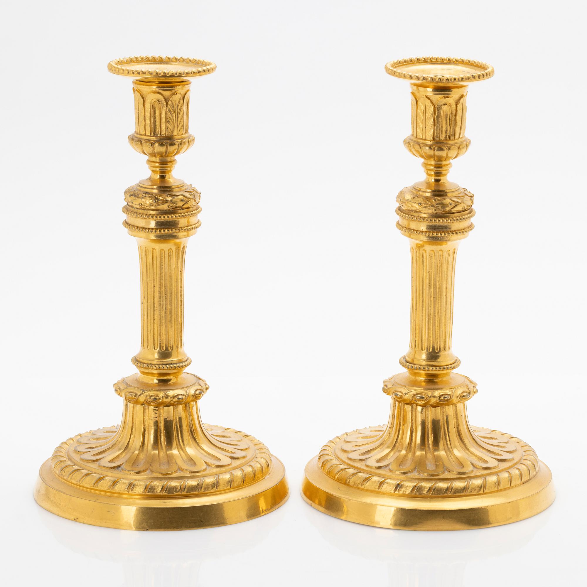 Candlesticks, a pair, Empire, France, 19th century.