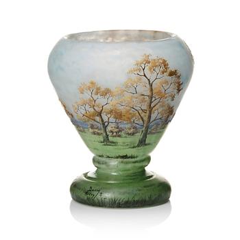 46. Daum, an Art Nouveau enamel painted cameo glass vase, France.