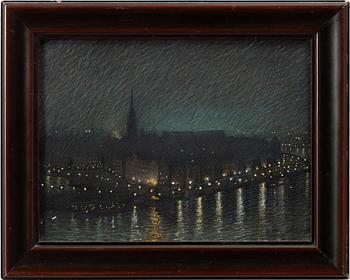 Per Collijn, Stockholmsvy från Söder i skymning.