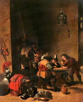 330. David Teniers d.y Hans efterföljd, Interiör från en vaktstuga.