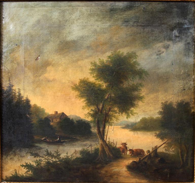 OKÄND KONSTNÄR, olja på duk, 2 st. Trol Holland/Tyskland resp Danmark. 1800-tal.