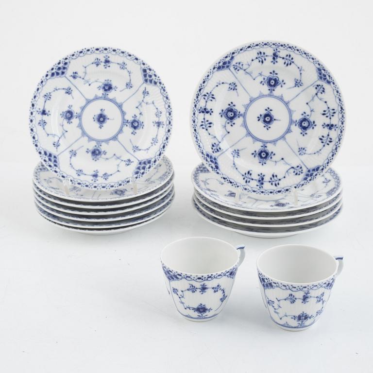 Royal Copenhagen, service pieces, 12 pcs, porcelain, Blue Fluted, Denmark.