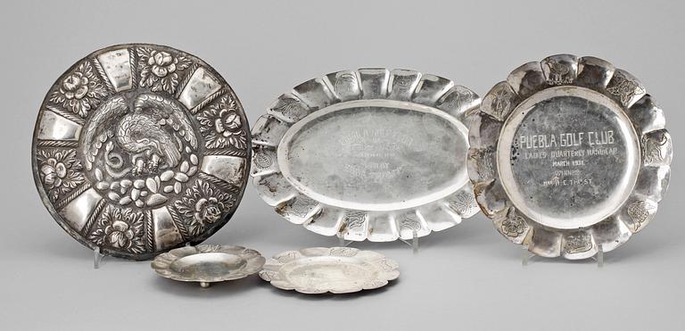 FAT, 5 st olika, silver, Mexico, 1900-tal. Totalvikt ca 700 gram.