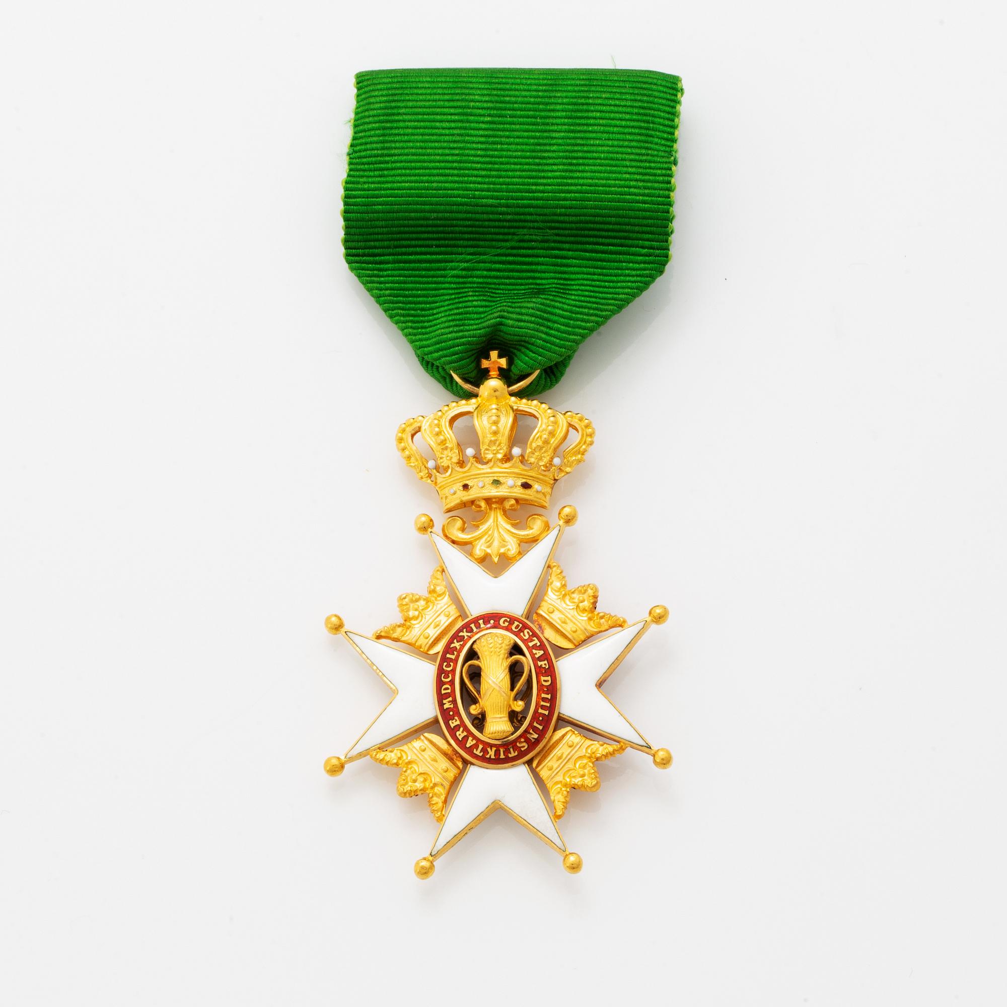 Order of the Vasa, Knigth's Cross, Gold and enamel, in box, CF Carlman, Stockholm.