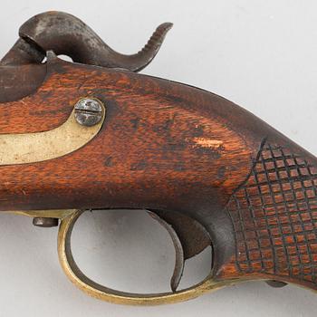 A Swedish rifled percussion pistol 1850 pattern.