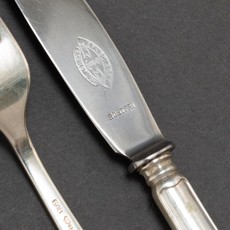 A 58-piece 'Chippendale' silver cutlery service, 20th Century.