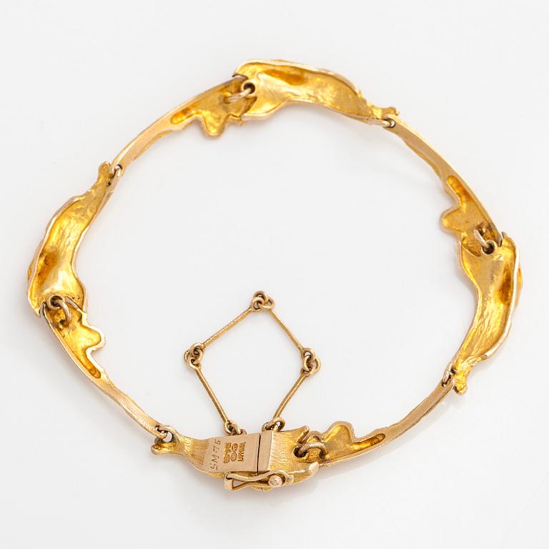 Björn Weckström, a 14K gold 'Orchid psychedelic' bracelet, Lapponia 1976.