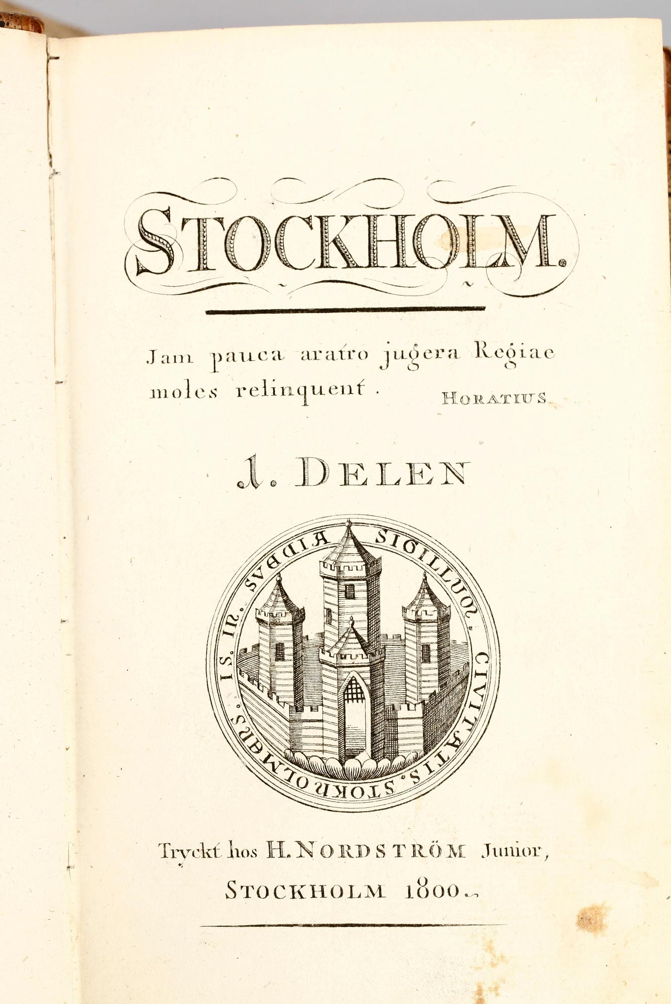BOKVERK, vol I-IV, "Stockholm", av Johan Elers, Stockholm 1800-01.
