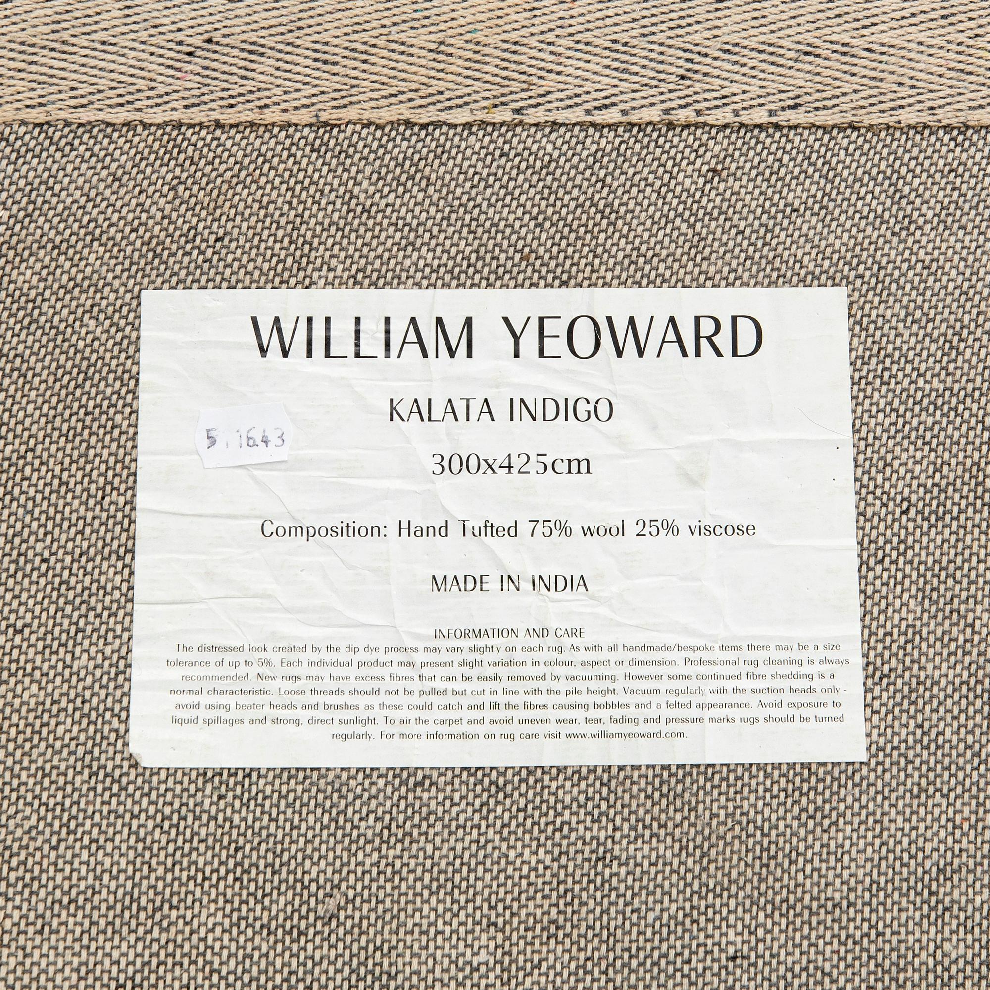 William Yeoward, rug, "Kalata indigo", approx. 425 x 300 cm.