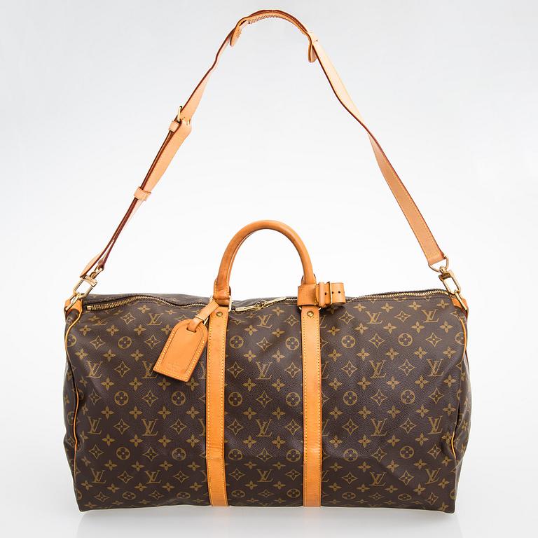 Louis Vuitton, a Monogram Canvas 'Keepall 55 bandoulière' bag.