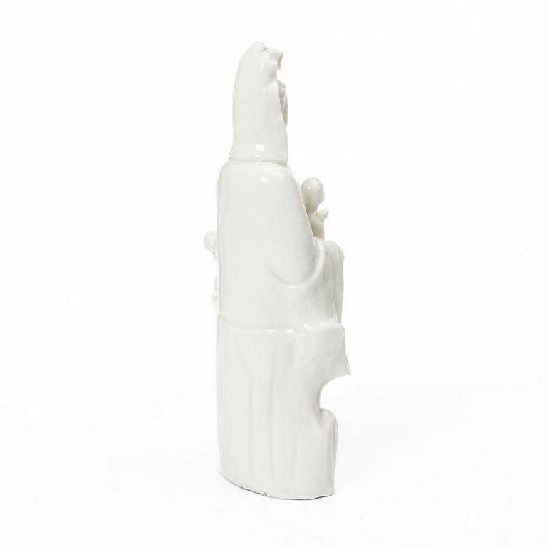 Guanyin, porslin, Blanc de Chine, Kina, sen Qingdynasti.